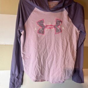 Under Armour Girls Light Pink and Purple Logo Hooded Sweatshirt